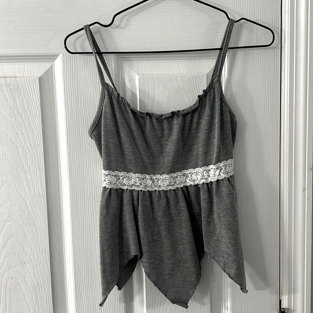 Contrast Lace Asymmetric Hem Cami Top